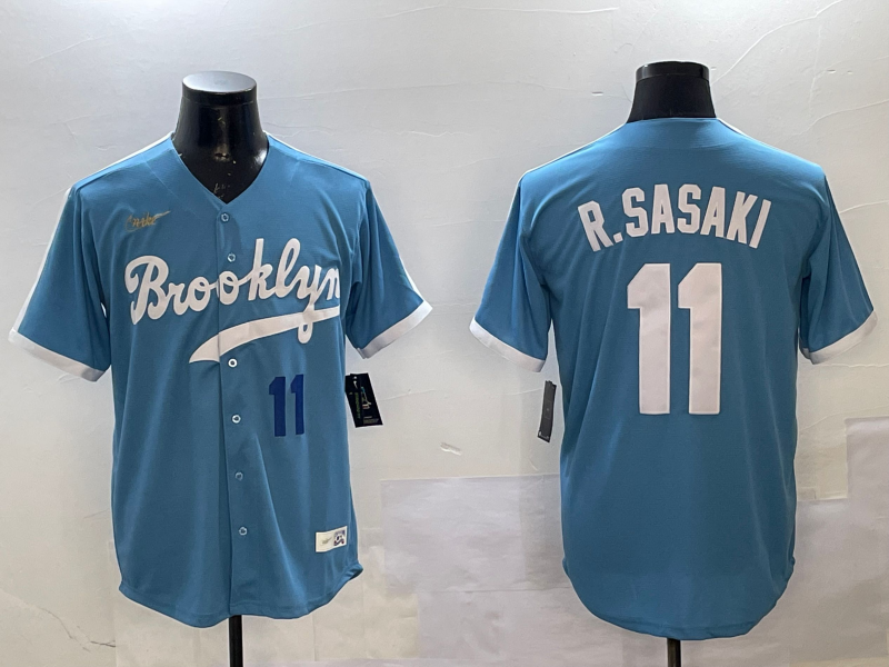Men Los Angeles Dodgers #11 R Sasaki blue 2025 MLB nike jersey style 16